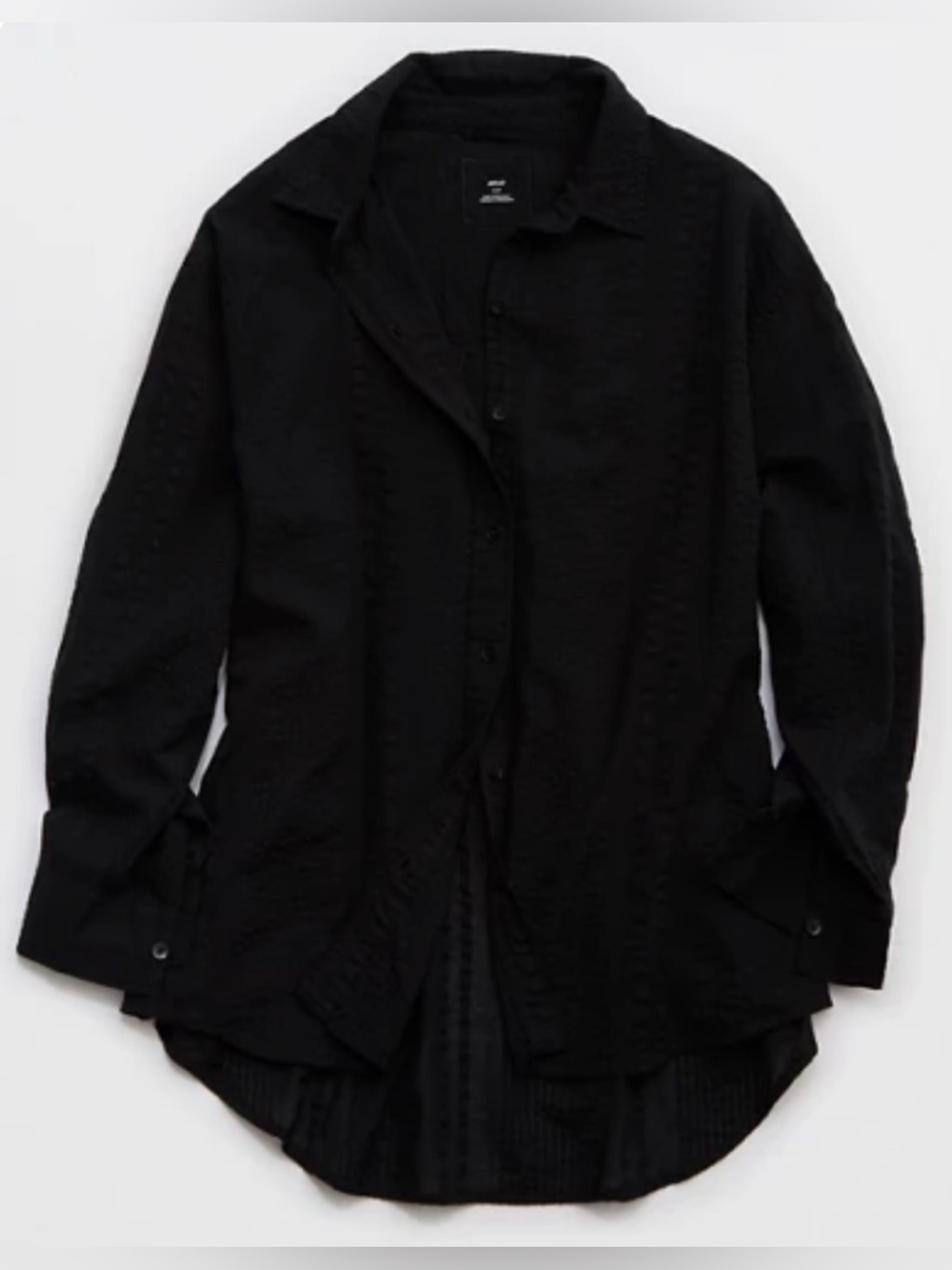 Aerie Seersucker Coverup Shirt, Black, sz S